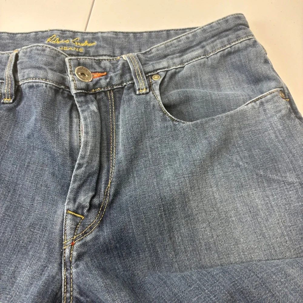 Robert Graham Slim Jim Mens 34 Italian Denim Jeans 100% Cotton Medium Wash